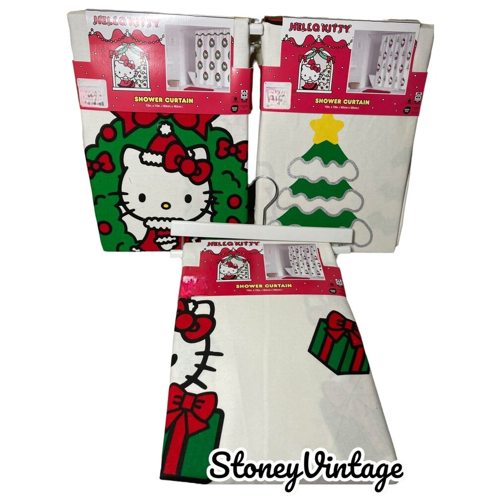 Hello Kitty Christmas Shower Curtain Bathroom Bundle